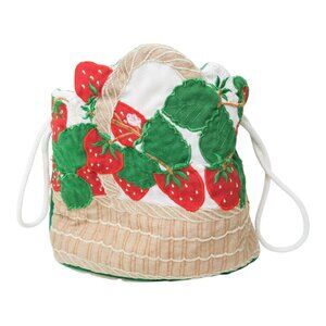 Vintage 80s Strawberry Basket Drawstring Bag